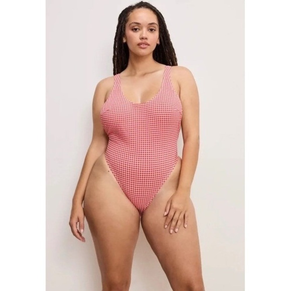 Good American Red One-Piece Swimsuit High-Cut in Red Gingham Size L